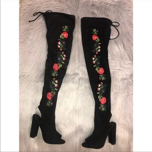 Floral Thigh High Heels